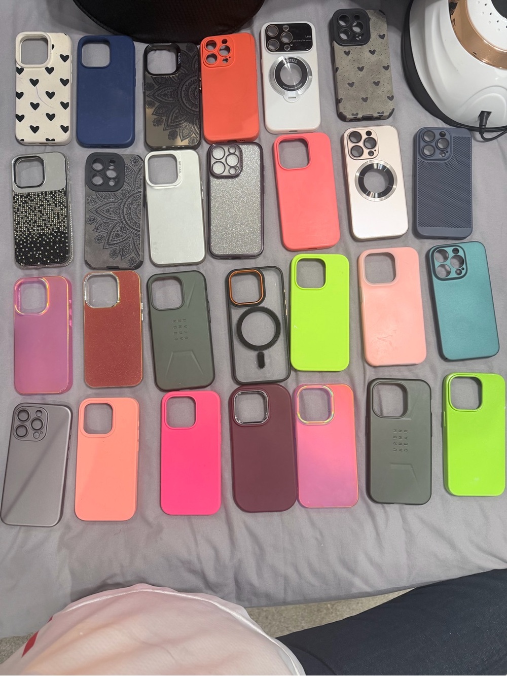 Assorted Silicone & Protective Phone Case - Pink, Coral, Neon Green, Gray, Teal